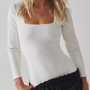 NWT Free People Intimately Truth Or Square Duo Bodysuit Ivory White Size Medium